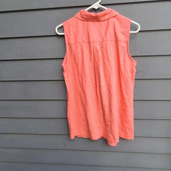 Dana Buchman Peach Linen Sleeveless Button Down Blouse size Medium - Picture 5 of 6